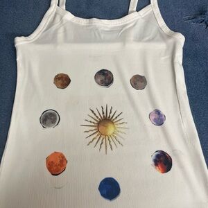 Sun and Moon Graphic White Tank Top